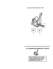 Carburetor Diagram and Parts List for BV200 Type 2 RECON Weed Eater Leaf Blower / Vacuum